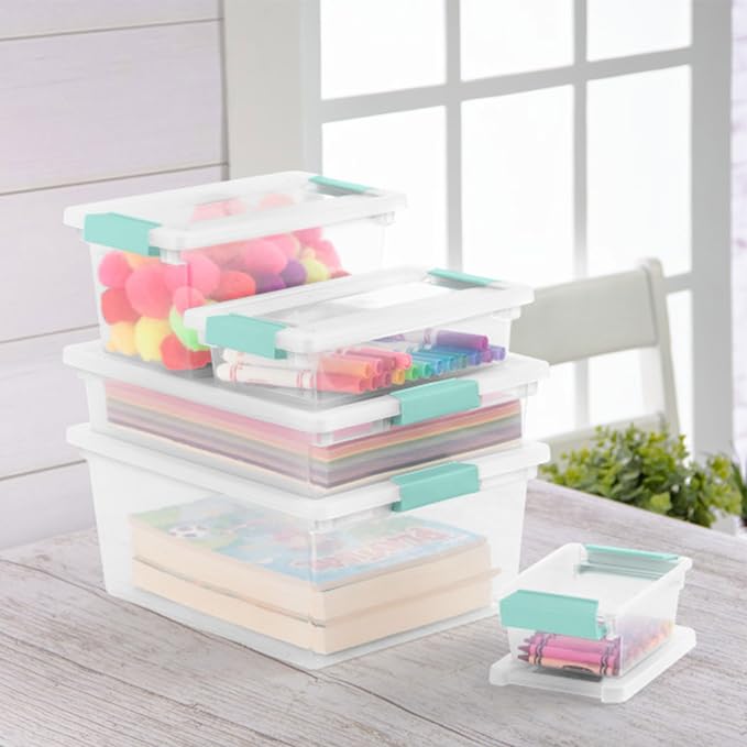 Sterilite 6-Pack Clip Box, Stackable Clear Plastic Bins - Image 9