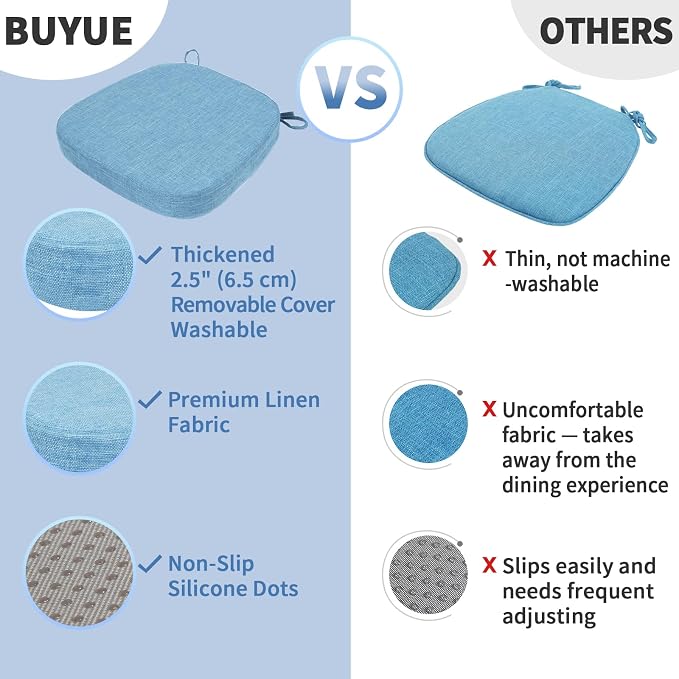 BUYUE Thickened 2.5" Dining Chair Cushions Set of 6, U-Shape High Density Foam - Image 6