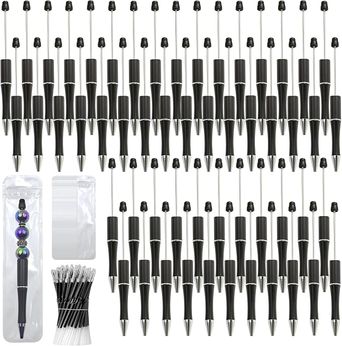 300 Pieces DIY Beadable Pen Kit – 100 Plastic Ballpoint Pens by DASTTUIS