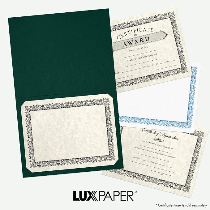 LUXPaper 9.5" x 12" Certificate Holders | Green Linen | 100lb. Cover | 250 Qty - Image 7