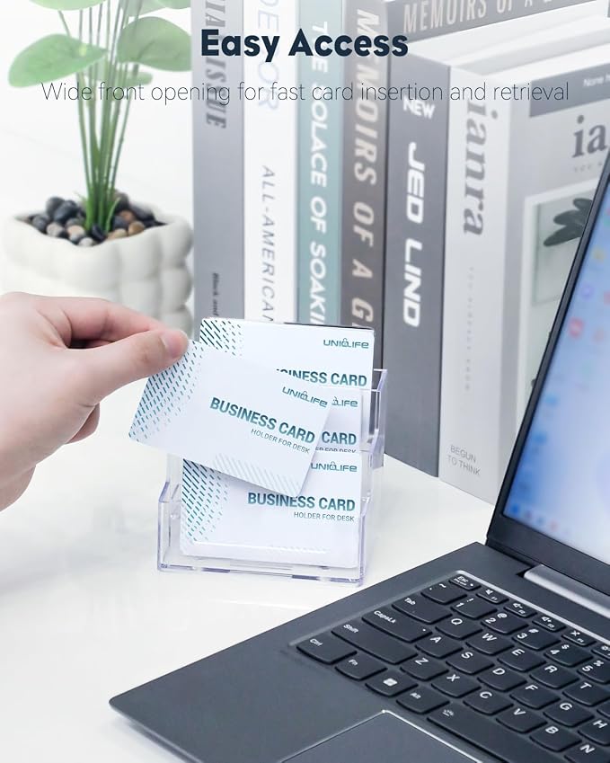 Uniclife 4 Pack Acrylic Business Card Holder - Image 5