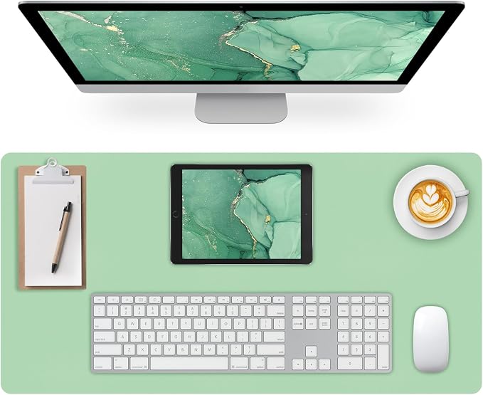 Desk Pad Mat, Leather Green Desk Mat by Meetcolor