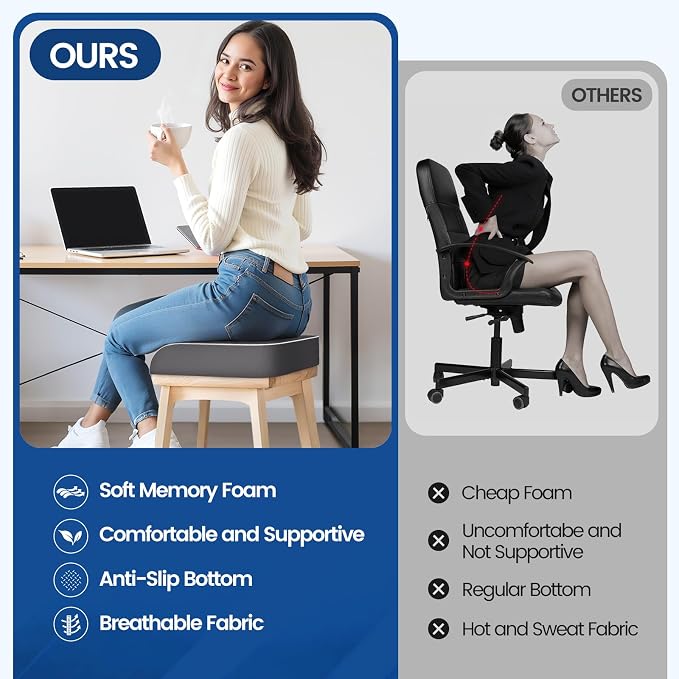 SweetSlubr Seat Cushion for Tailbone Pain Relief, Office Chair Cushion - Image 5