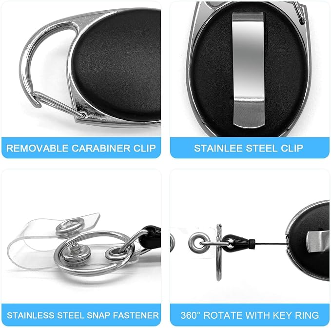 Teskyer Badge Reel, 10 Pack Retractable Badge Holders - Image 4