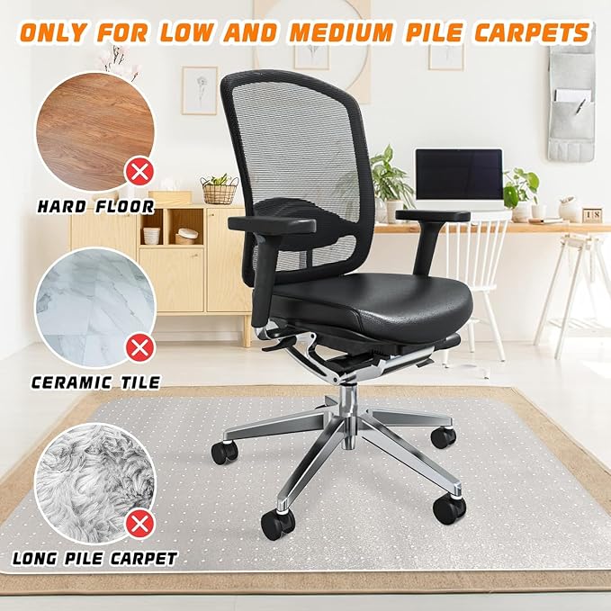 Office Chair Mat for Carpet Floors, Sturdy PVC Computer Chair Mats Anti-Slip - Image 4