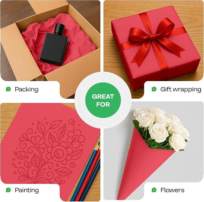 Christmas Red Kraft Paper Roll 48" x 1200" - Image 6