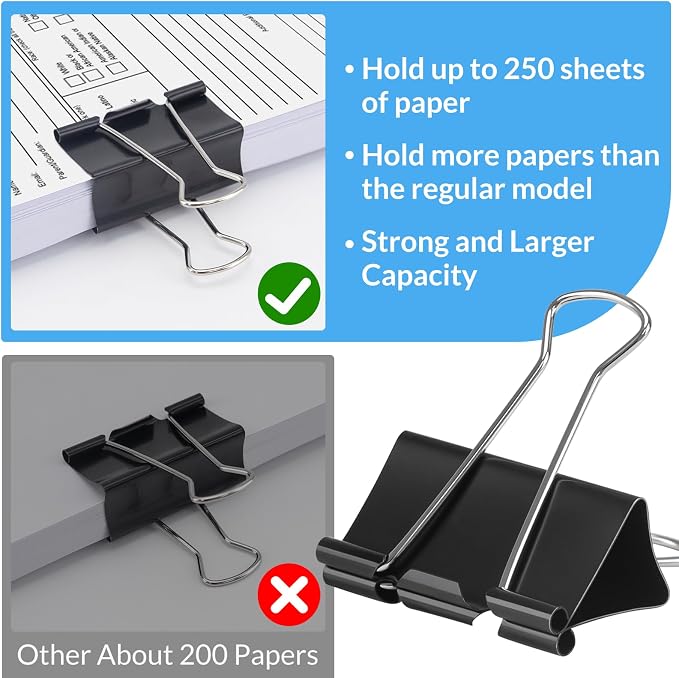 2 Inch 24 Pack Extra Large Binder Clips, Jumbo Paper Clips, Big Paper Clamps - Image 3