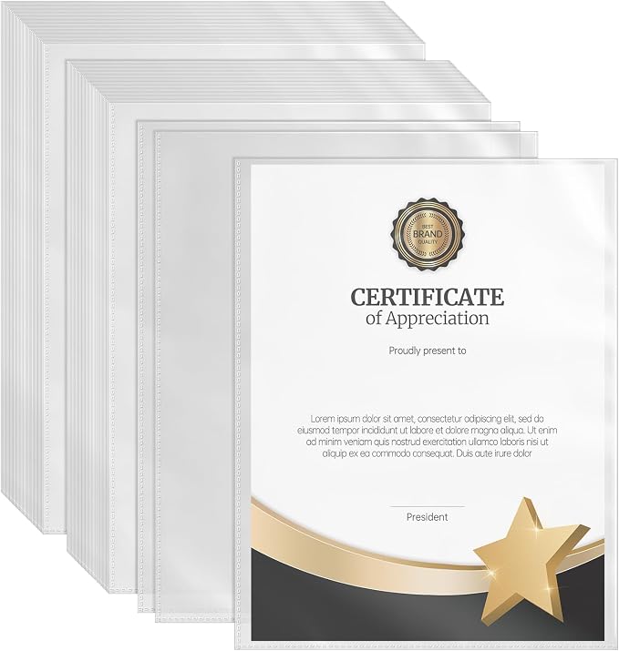 VOKOY 200 Pack No Holes Sheet Protectors, 8.5" x 11", Letter Size Heavy Duty by VOKOY