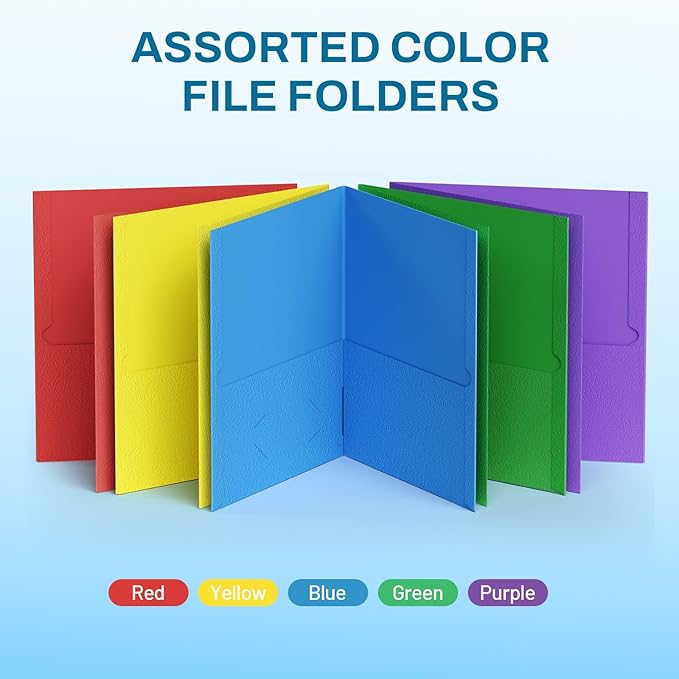 SUNEE Folders with Pockets, 2 Pocket Folders Fit Letter Size Paper, Paper File - Image 5