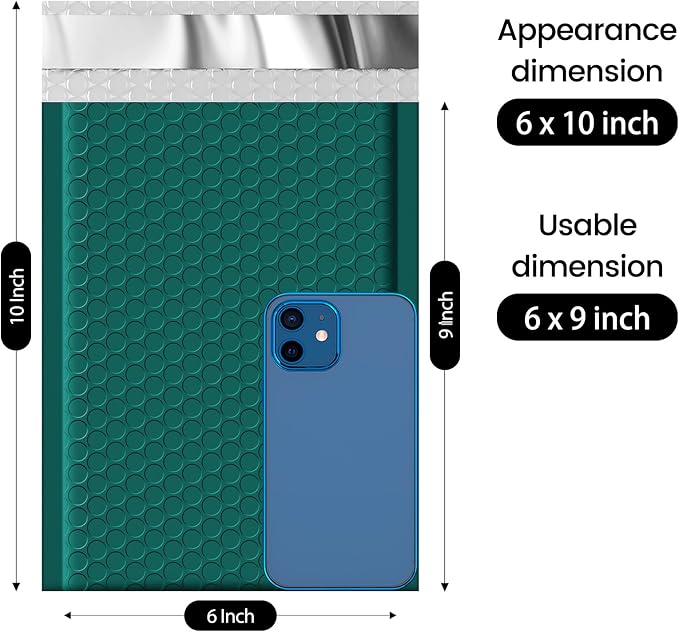 Fuxury Bubble Mailers 6x10" 100 Pack Opaque Bubble Mailer Usable Size 6x9" - Image 2