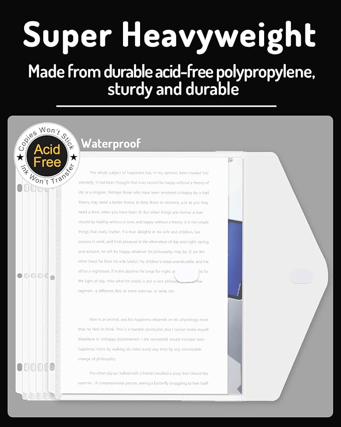 Forvencer Binder Pocket, 36 Pack Super Heavyweight Poly Binder Pocket - Image 3
