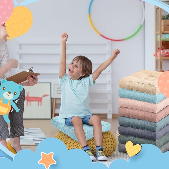 Juexica 8 Pcs Floor Cushions for Kids Floor Pillows Flexible Seating Cushions - Image 6