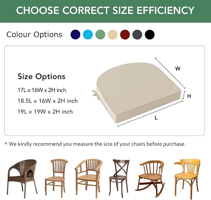 Outdoor Chair Cushions Set of 2: Waterproof & Fade Resistant Patio Furniture - Image 6