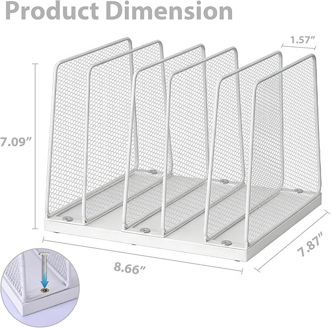 LEKETREE Small Desk File Organizer, 5-Section Upright File Sorter, Vertical - Image 6