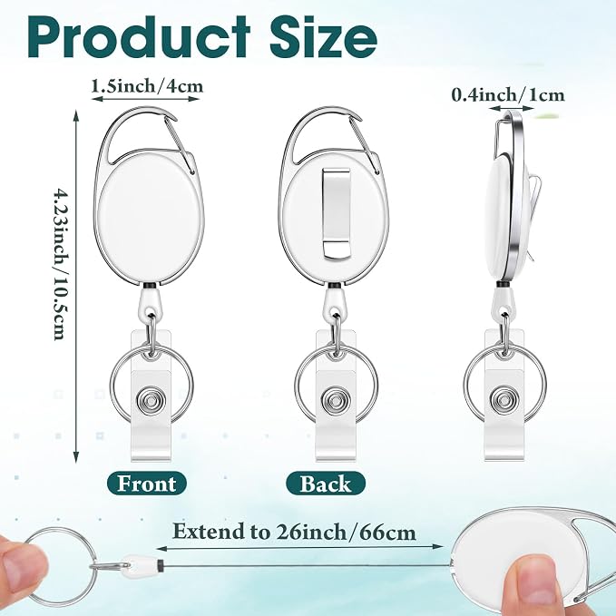 Honoson 50 Pcs Heavy Duty Retractable Badge Reels Batch ID Badge Holder - Image 2