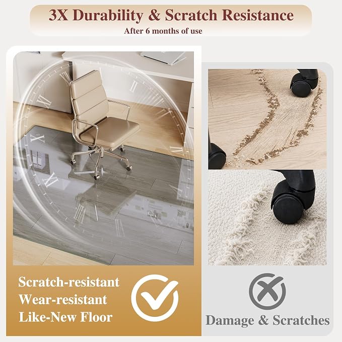 Tempered Glass Chair Mat, Round Corner and Polished Edge - Image 3