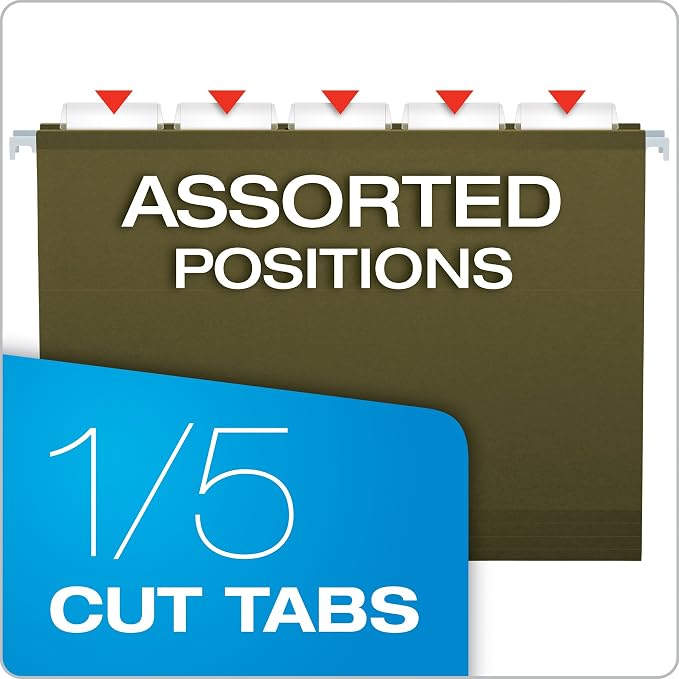 Pendaflex Reinforced Hanging Folders, Letter Size, Standard Green, 1/5 Cut - Image 4