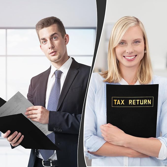 Kosiz 200 Pcs Tax Return Folders Bulk 9 x 12 Inch 2 Pocket Gold Foil Stamped - Image 5