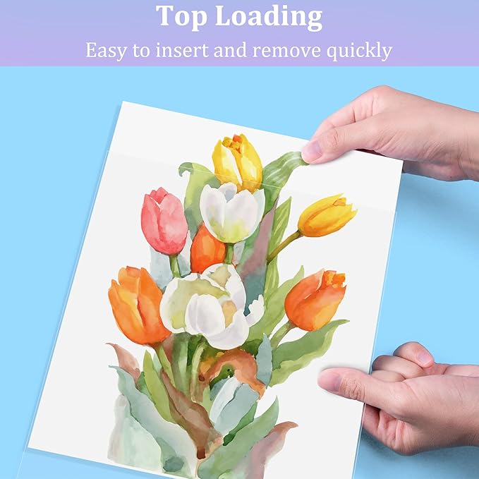 AKONEGE 50 Pack No Holes Sheet Protectors 8.5 x 11 Inch Letter Size Page - Image 5