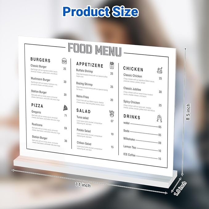 6 Pack Acrylic Sign Holder 11 x 8.5 Horizontal, Double-Sided Clear Sign Holder - Image 2