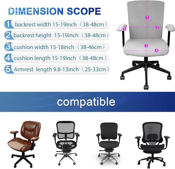 Tallew 4 Pcs Office Chair Covers Set Computer Universal Protective Stretchable - Image 2