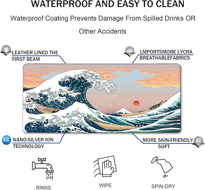 Japanese Large Mouse Pad, DeskMat Office Desk Pad, Extended Large MouseMat - Image 4
