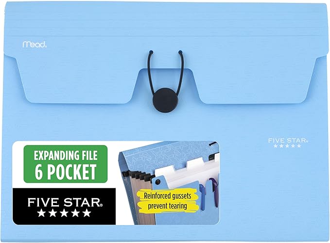 Five Star Expanding File Organizer, 6-Pocket Accordian File Organizer, Bungee by FiveStar