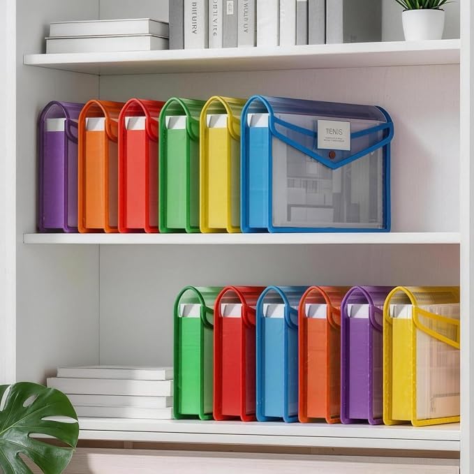 AZEN 12 Pack Plastic Expanding File Folder, Plastic Envelopes - Image 6