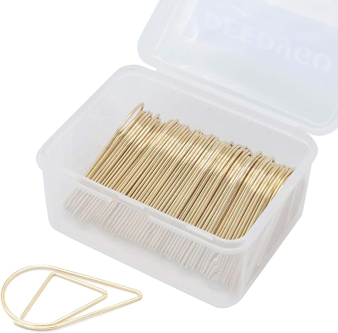 DEEDYGO 60 PCS Gold Paper Clips Teardrop Paperclips, 2 Inch/50 mm | Stainless by DEEDYGO