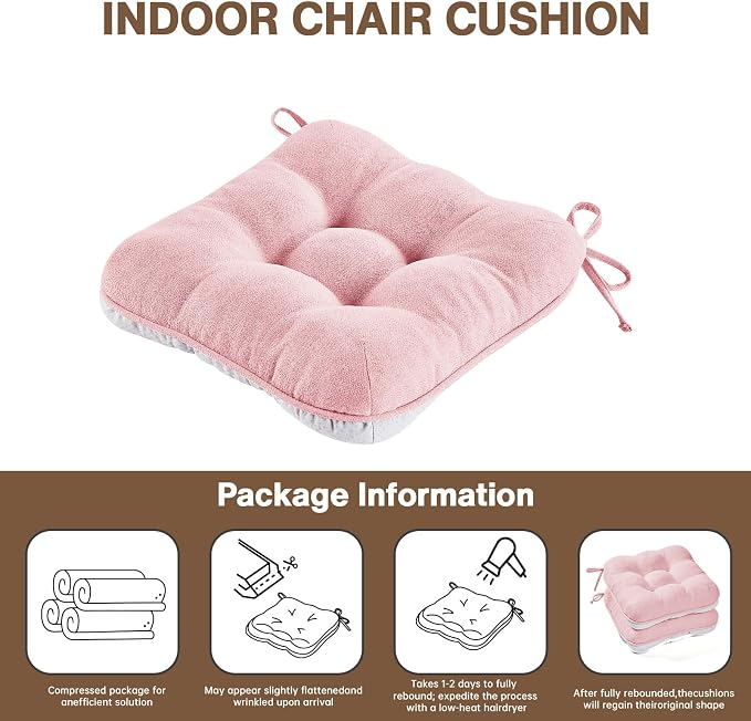 BETU Pink Chair Cushions for Dining Chairs Set of 2, 3.5" Thick Kitchen Table - Image 9
