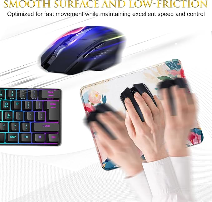 JIKIOU 3 Pack Mouse Pad with Stitched Edge, Portable Size-10.2x8.3in Peony | - Image 4