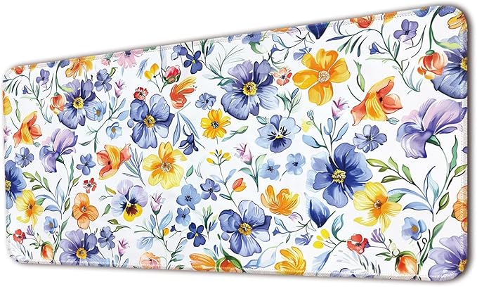 Keyboard Mat, Large Mouse Pad, Watercolor Flower by Flodirise