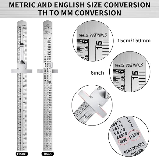 30 Pieces 6 Inch 15 cm Pocket Ruler Flexible Precision Stainless Steel Ruler - Image 3