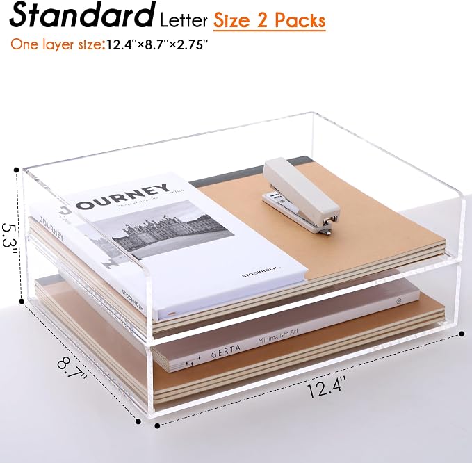 Paper Tray Organizer Clear Acrylic Desk Organizers and AccessoriesOffice - Image 3