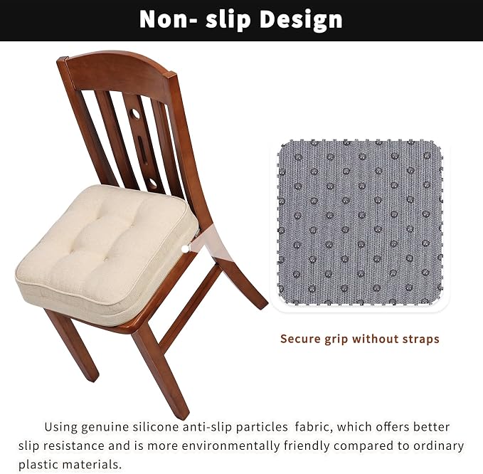 GOFORIT Chair Cushions Set of 4, Tufted Shredded Memory Foam Chair Pads - Image 3