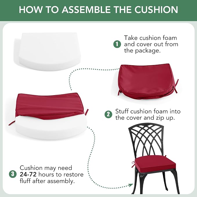 Outdoor Chair Cushions Set of 2: Waterproof & Fade Resistant Patio Furniture - Image 8