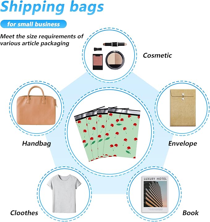 Cherry Printed Poly Mailer 6x9 Inch 100 Pcs, Waterproof and Tear-Resistant - Image 7