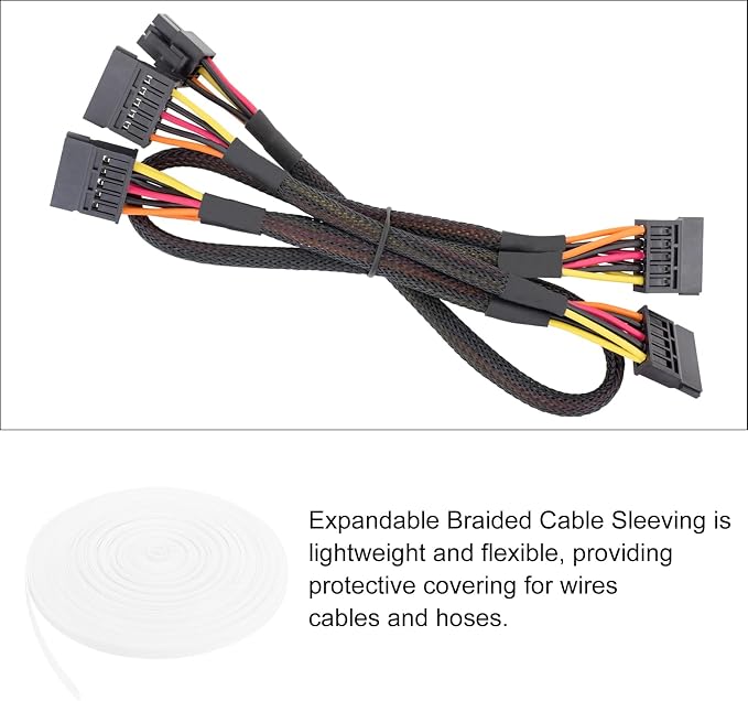 100ft PET Expandable Wire Loom 1/4 Inch, PET Braided Wire Sleeving Cable - Image 5