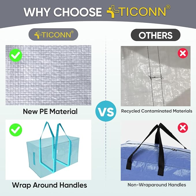 TICONN 8 Pack Extra Large Moving Bags Heavy Duty - Image 4