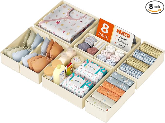 DIMJ Drawer Organizer Clothes, 8 Pack Dresser Organizer, Foldable Closet by DiMJ