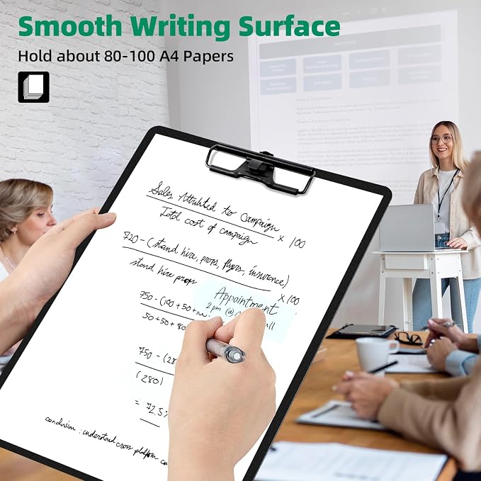 FRETONBA Clipboard with Pen Holder, Plastic Clipboard with Low Profile Metal - Image 4