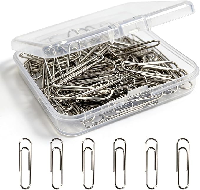Paper Clips 100 Pcs 1.3 Inch Medium Silver Paperclips by CINHOLLIDEAGIFT