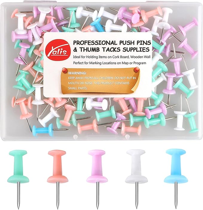 Push Pins Macarone Thumb Tacks Standard Pushpins Steel Point and Plastic Head by Yalis