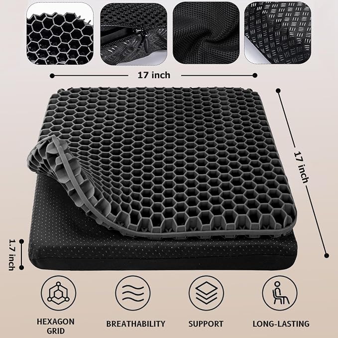 Extra Large Gel Seat Cushion for Long Sitting Pressure Pain Relief | 17x17inch - Image 5