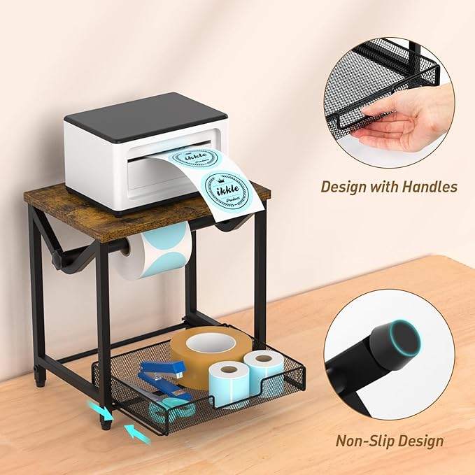 ikkle Label Holder for Rolls and Fanfold Labels, Wooden Thermal Label Holder - Image 4
