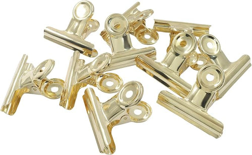 10 Pack Antique Gold Bulldog Clips - 50mm Small Metal Paper Clips Clamps by Unknown