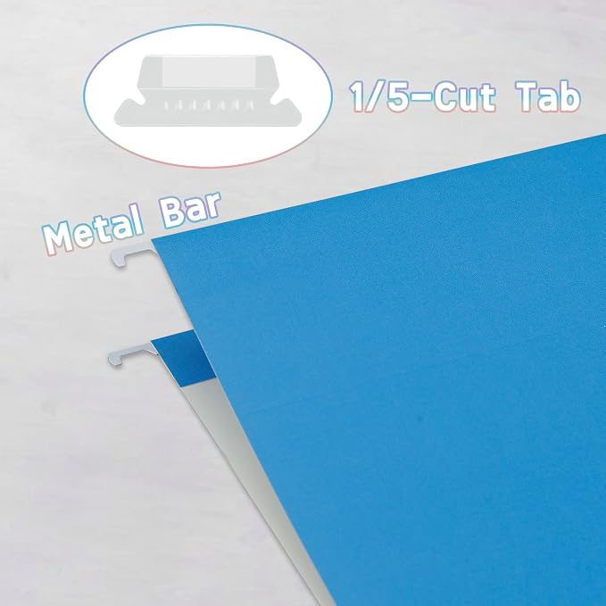 Blue Hanging File Folders, 50 Packs Reinforced Hanging Folders, Designed - Image 3