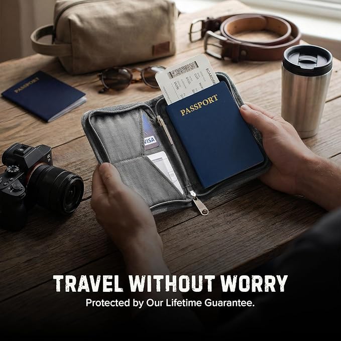 Zero Grid RFID Passport Holder & Travel Wallet, Zippered Wallet - Image 5