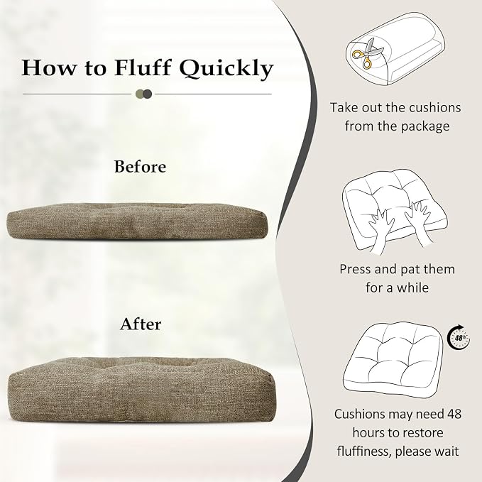 downluxe Chair Cushions for Dining Chairs 2 Pack, Tufted Indoor Chair Pads - Image 6
