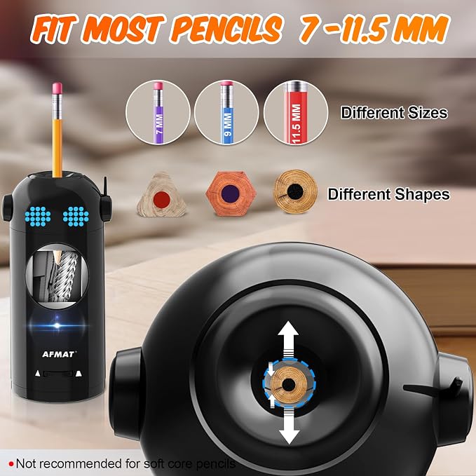 AFMAT Electric Pencil Sharpener, Fully Automatic Colored Pencil Sharpener - Image 3